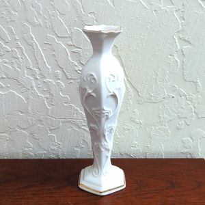 3/$20🌟 Papel Freelance Ivory with Gold Trim Ceramic Bud Vase